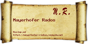 Mayerhofer Rados névjegykártya